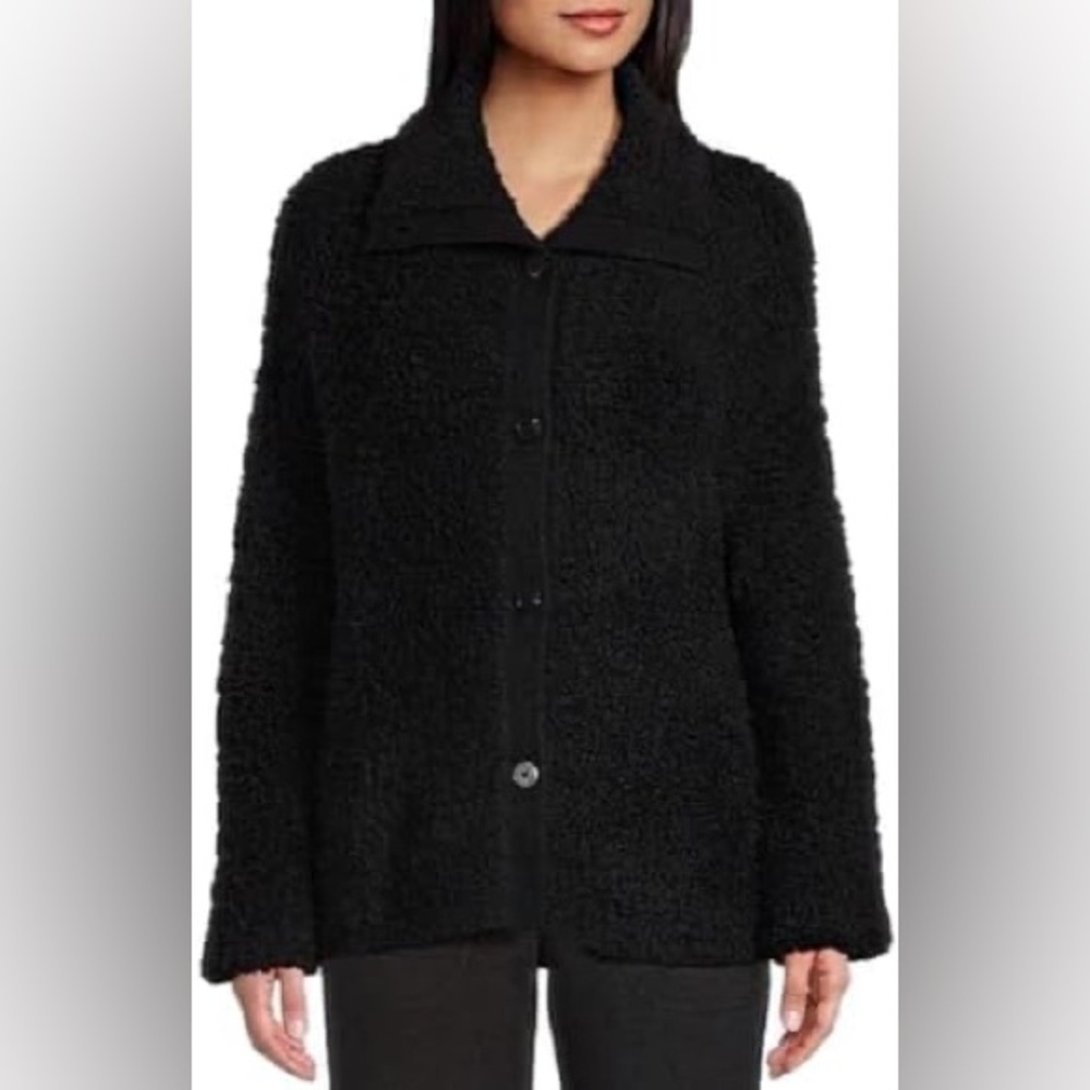 UGG(r) Alaura Cloudfluff Wool Blend Jacket in Black - Picture 4 of 4